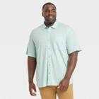 Men's Big & Tall Standard Fit Short Sleeve Button-down Shirt - Goodfellow & Co Aqua Green