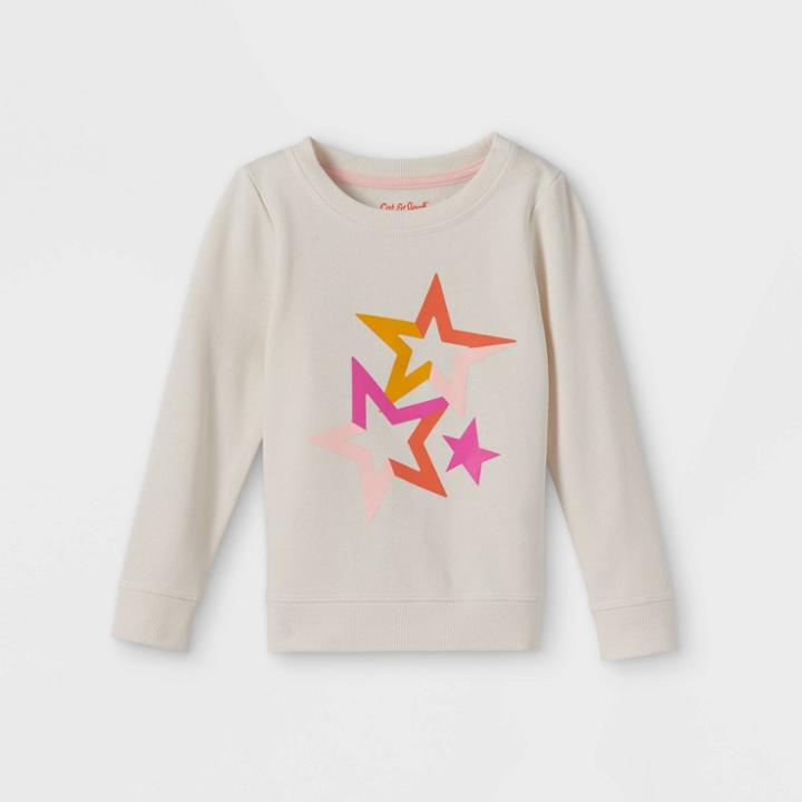 Toddler Girls' Fleece Pullover Sweatshirt - Cat & Jack Cream