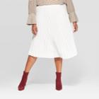 Women's Plus Size High-rise Pleated Skirt - A New Day Cream X, Women's, Ivory