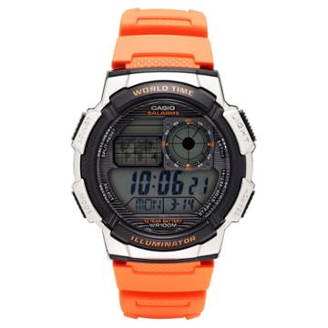 Casio Men's World Time Watch - Orange (ae1000w-4bvcf),