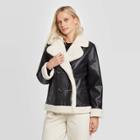 Women's Long Sleeve Sherpa Trim Oversized Jacket - Who What Wear Black S, Women's,