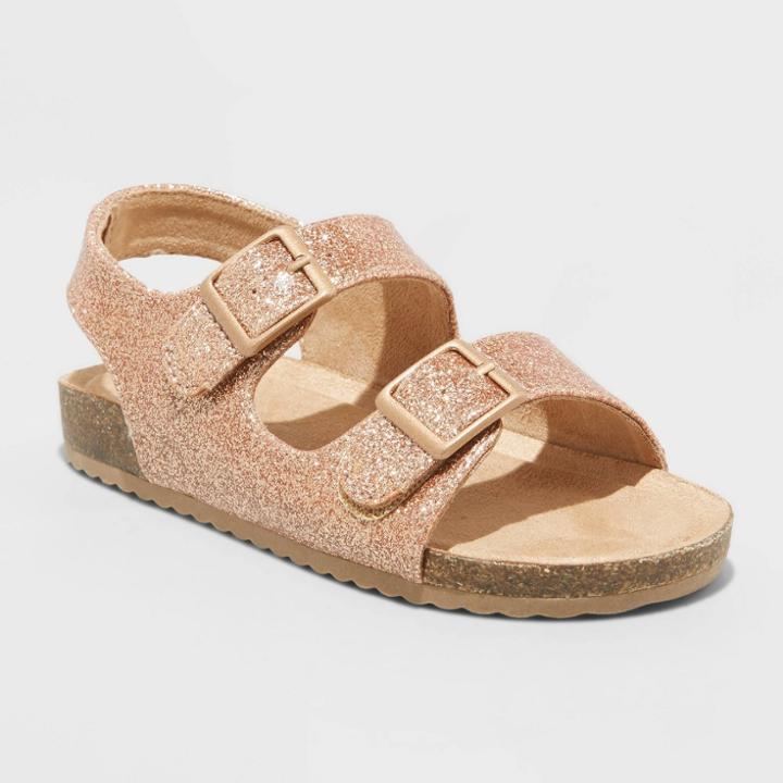 Toddler Reagan Glitter Footbed Sandals - Cat & Jack Rose Gold