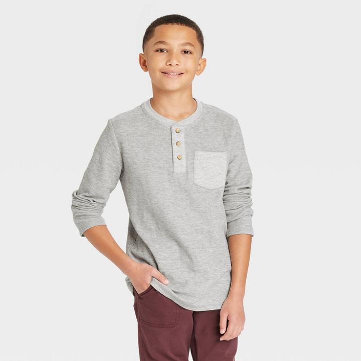 Boys' Long Sleeve Double Knit Henley T-shirt - Cat & Jack