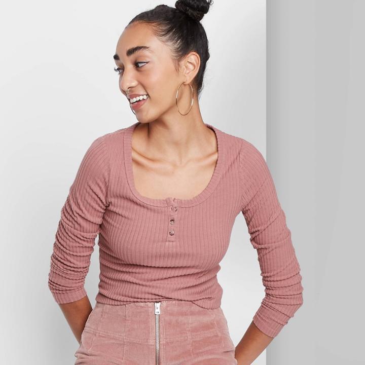 Women's Long Sleeve Cozy Henley T-shirt - Wild Fable