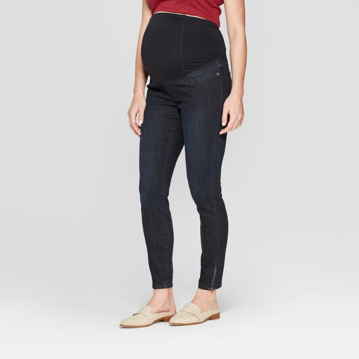 Maternity Skinny Zipper Ankle Jeans - Isabel Maternity By Ingrid & Isabel Dark Wash 00, Women's, Blue