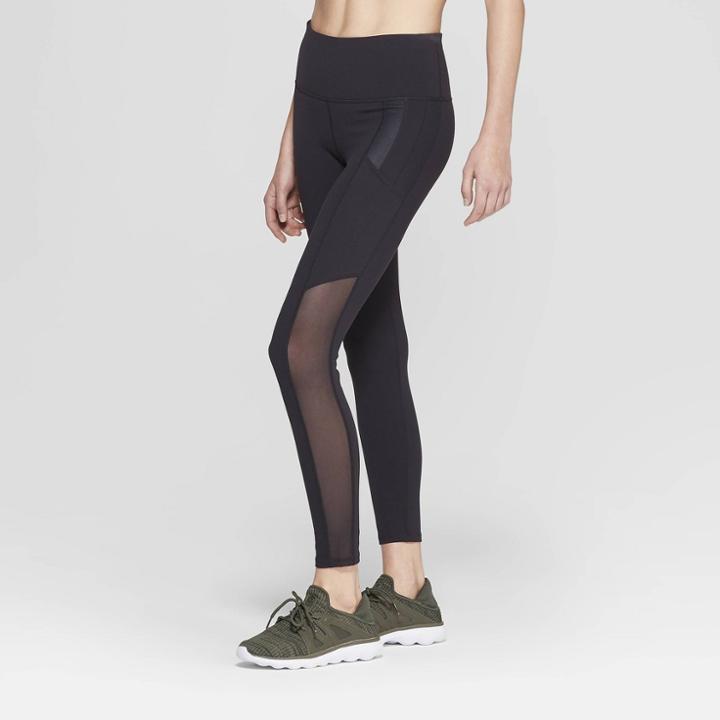 Target Women's Premium High-waisted 7/8 Mesh Panel Leggings - Joylab Black