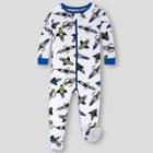 Lamaze Toddler Boys' Rocket Stretchy Organic Cotton Snug Fit Footed Pajama - White/blue