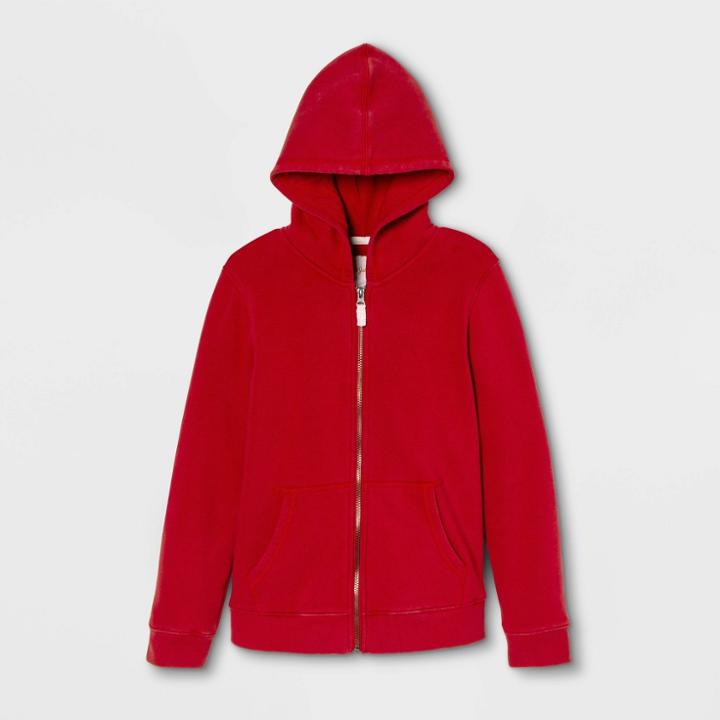Kids' Cozy Fleece Hoodie Sweatshirt - Cat & Jack Red S, Kids Unisex,