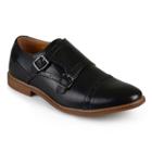 Men's Vance Co. Wayne Faux Leather Cap Toe Double Monk Strap Dress Shoes - Black