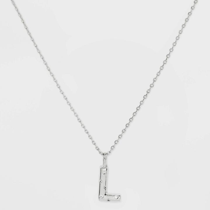 Silver Plated Cubic Zirconia 'l' Pendant Necklace - A New Day