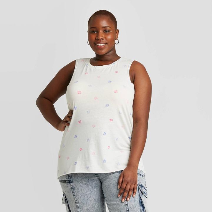 Doe. Women's Plus Size Flip Flop Graphic Tank Top - Ivory