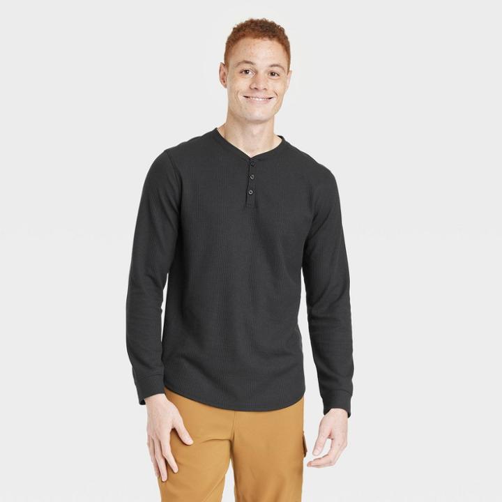 All In Motion Men's Waffle-knit Henley Athletic Top - All In