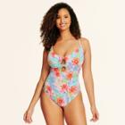 Beach Betty By Miracle Brands Women's Slimming Control Tropical One Piece Swimsuit Lavender Floral - M, Size: