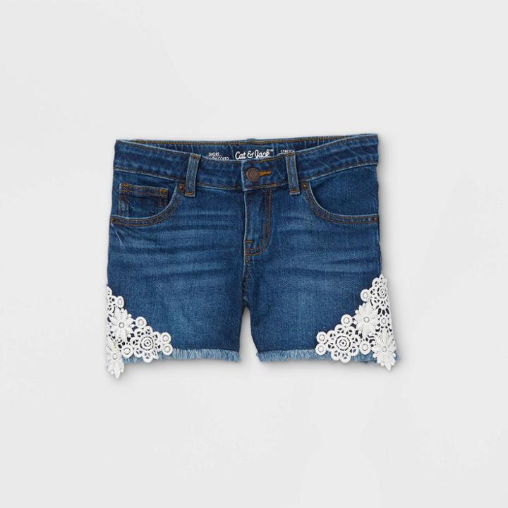 Girls' Side-lace Jean Shorts - Cat & Jack Dark Wash
