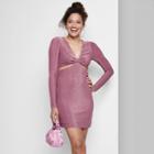 Women's Long Sleeve Cut Out Lurex Bodycon Dress - Wild Fable Vibrant Purple