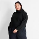 Women's Plus Size Metallic Turtleneck Pullover Sweater - Future Collective With Kahlana Barfield Brown Black