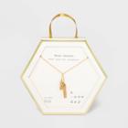 Silver Plated With Gold Flash And Semi-precious Rose Quartz Double Bar Y Necklace - A New Day Gold, Women's