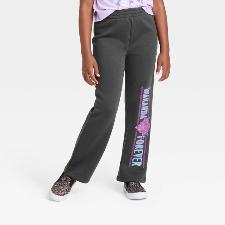 Girls' Black Panther Wakanda Forever Dreamy Fleece Sweatpants - Black