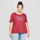 Women's Plus Size Short Sleeve Romantic Walks Graphic T-shirt - Fifth Sun (juniors') Burgundy