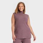 Women's Plus Size Mock Turtleneck Ribbed Sweater Vest - A New Day Purple