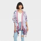 Women's Floral Print Short Sleeve Kimono Jacket - Knox Rose Lilac Xs/s, Purple/pink
