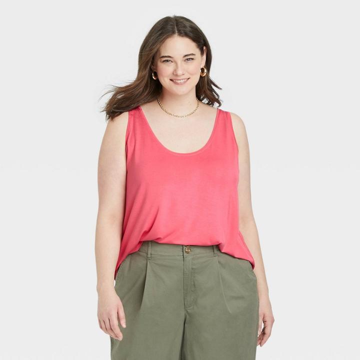 Women's Plus Easy Tank Top - A New Day Pink