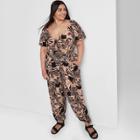 Women's Plus Size Balloon Leg Pull-on Pants - Wild Fable Brown/clay Floral