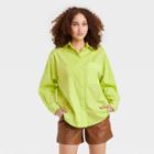 Women's Long Sleeve Button-down Boyfriend Shirt - A New Day Green