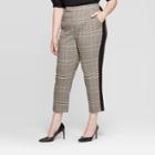 Women's Plus Size Plaid Mid-rise Straight Cropped Trouser - Who What Wear Black 14w, Women's,