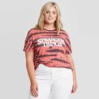 Women's Stranger Things Logo Plus Size Tie-dye Short Sleeve Graphic T-shirt - Red
