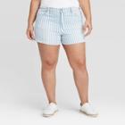Women's Plus Size Striped High-rise Jean Shorts - Universal Thread Light Blue 14w, Women's,