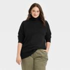 Women's Plus Size Mock Turtleneck Tunic Sweater - A New Day Black