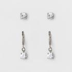 Women's Crystal Stud And Drop Duo Earring Set - A New Day