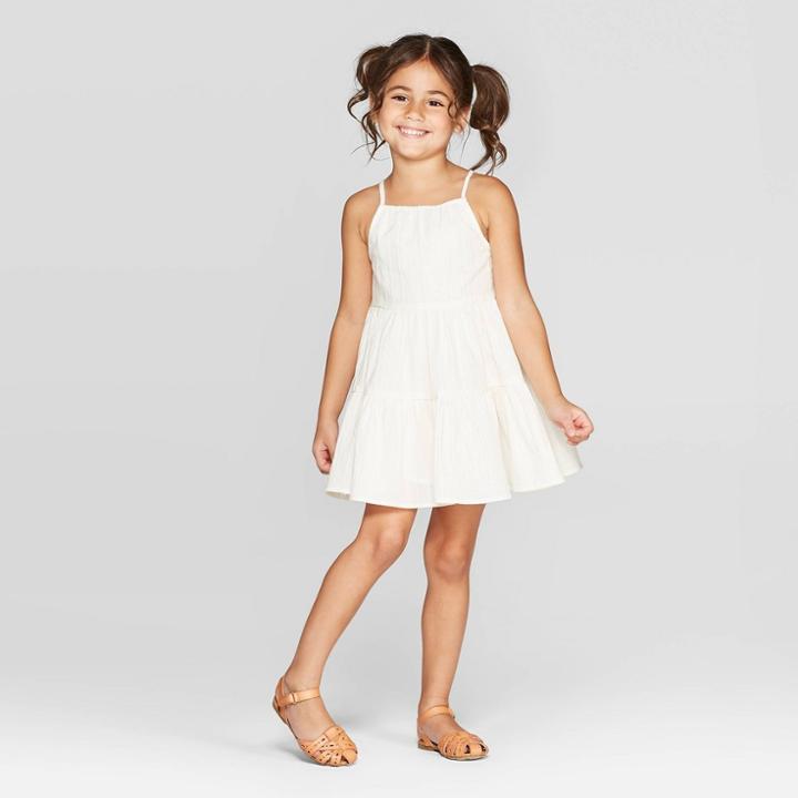 Mila And Emma Mila & Emma Toddler Girls' Lurex Crinkle Woven Dress - White