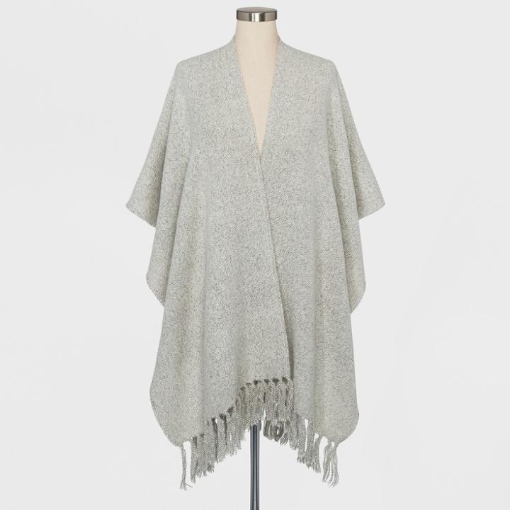 Women's Ruana Tassel Poncho Sweater - Universal Thread Tan