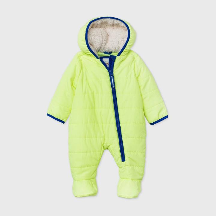 Baby Puffer Snowsuit - Cat & Jack Neon Yellow Newborn