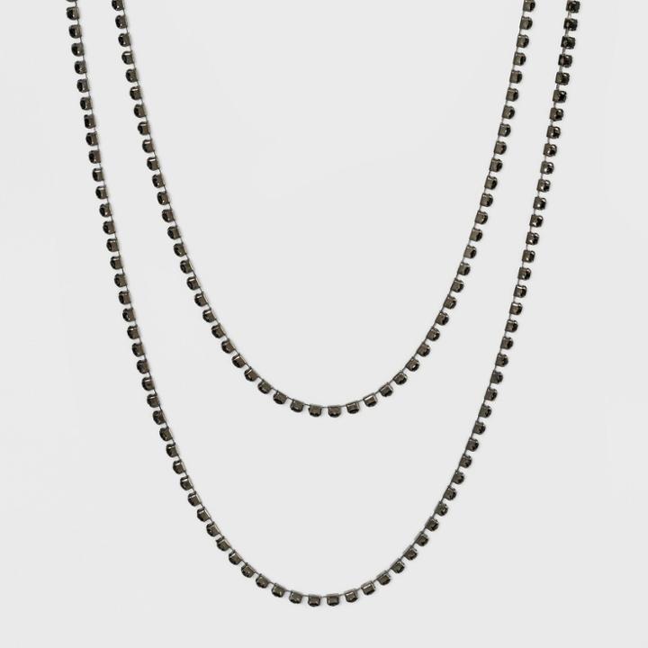 Long Rhinestone Necklace - A New Day Black