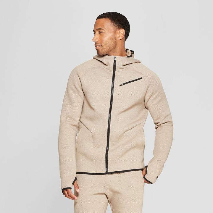 Men's Textured Fleece Full Zip Hoodie - C9 Champion Khaki Heather