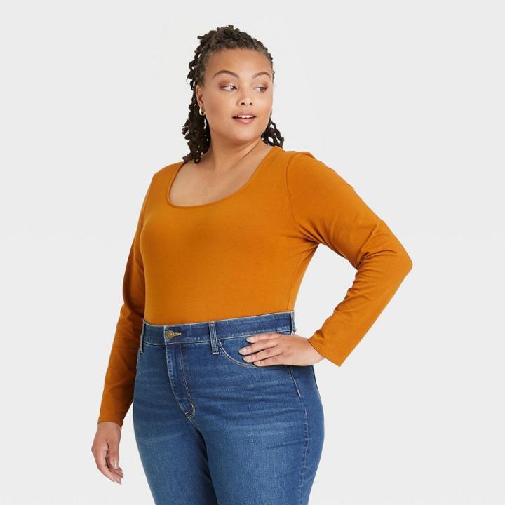 Women's Plus Size Bodysuit - Ava & Viv Rust