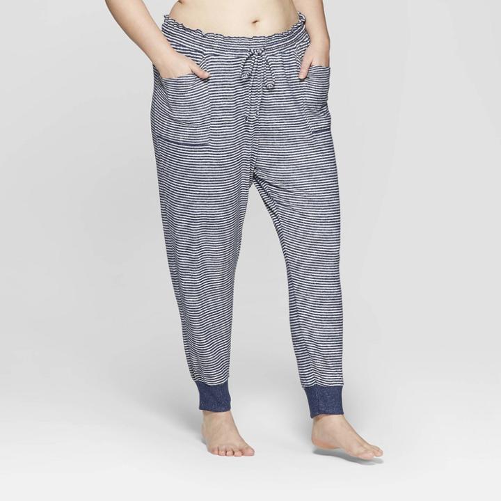 Women's Striped Plus Size Perfectly Cozy Lounge Jogger Pants - Stars Above Navy