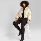 Women's Plus Size Puffer Jacket - Wild Fable Metallic Gold