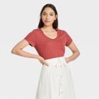 Women's Short Sleeve V-neck Voop T-shirt - A New Day Red