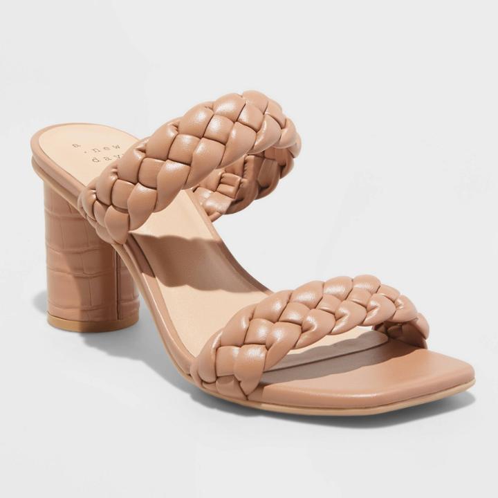 Women's Basil Wide Width Heels - A New Day Camel