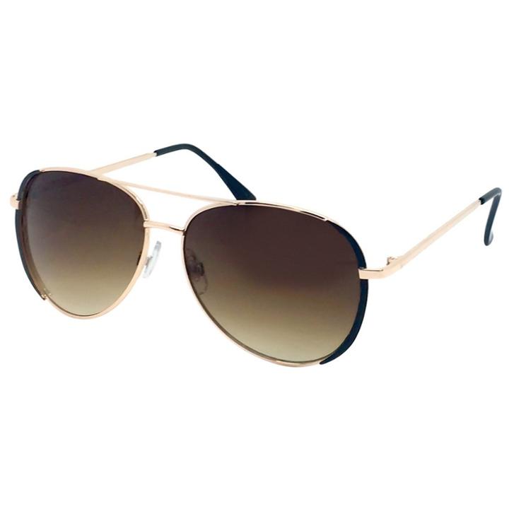 Target Women's Aviateor Sunglasses With Black Accents - Gold