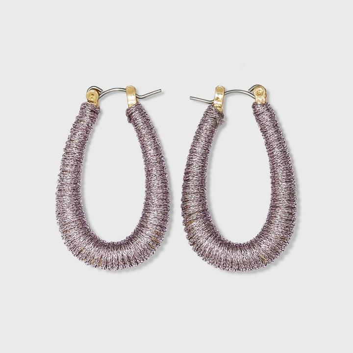 Thread Wrapped Elongated Teardrop Hoop Earrings - A New Day