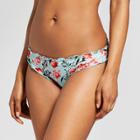 Women's Ruffle Edge Cinch Back Hipster Bikini Bottom - Mossimo Ice Blue Floral