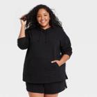 Women's Plus Size Fleece Lounge Hooded Sweatshirt - Ava & Viv Black X