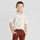 Petiteboys' Short Sleeve Dino Print Button-down Shirt - Cat & Jack Almond Cream M, Boy's, Size: