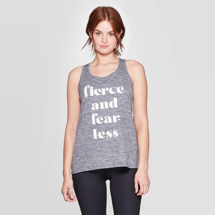 Women's Loose Fit Fierce And Fearless Graphic Tank Top - C9 Champion Ebony Heather