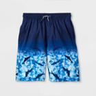 Plusboys' Shark Print Ombre Pull-on Volley Swim Trunks - Cat & Jack Navy